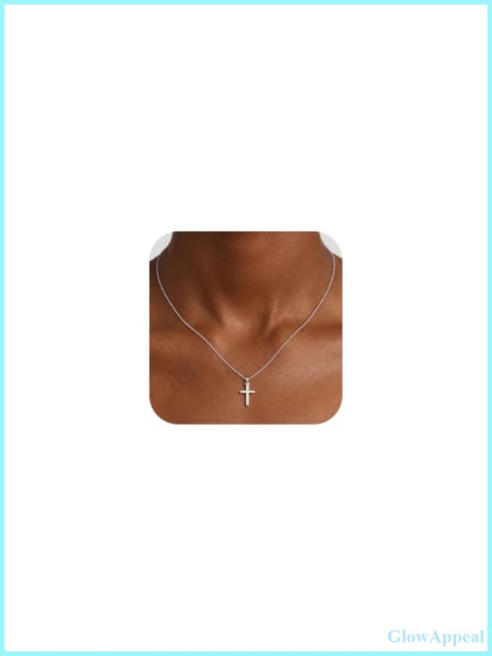 925 Sterling Silver Cross Necklace Women 1mm Box Chain Pendant